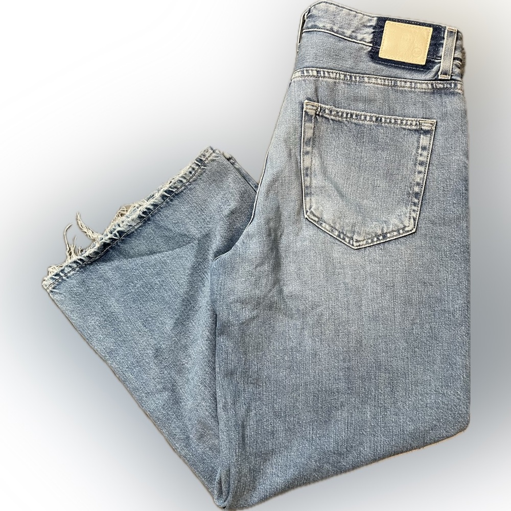 AG Saige Crop raw hem wide leg jeans